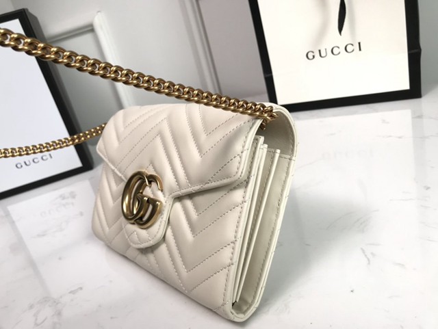 Gucci經典款女包 474575 古馳Marmont系列單肩鏈條包 Gucci全皮迷你小挎包  gqy3942